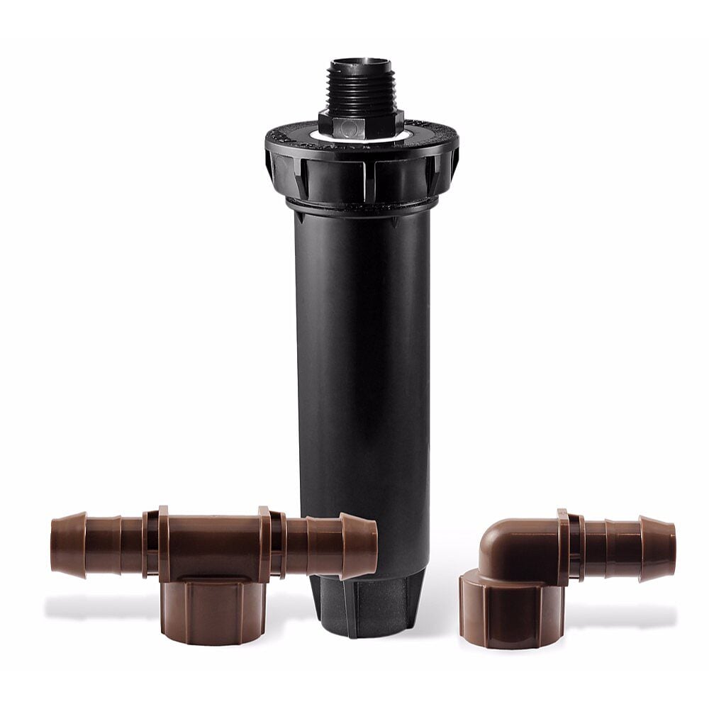Komponen Rain Bird 1800-RETRO dengan body, regulator, filter dan fitting konversi drip