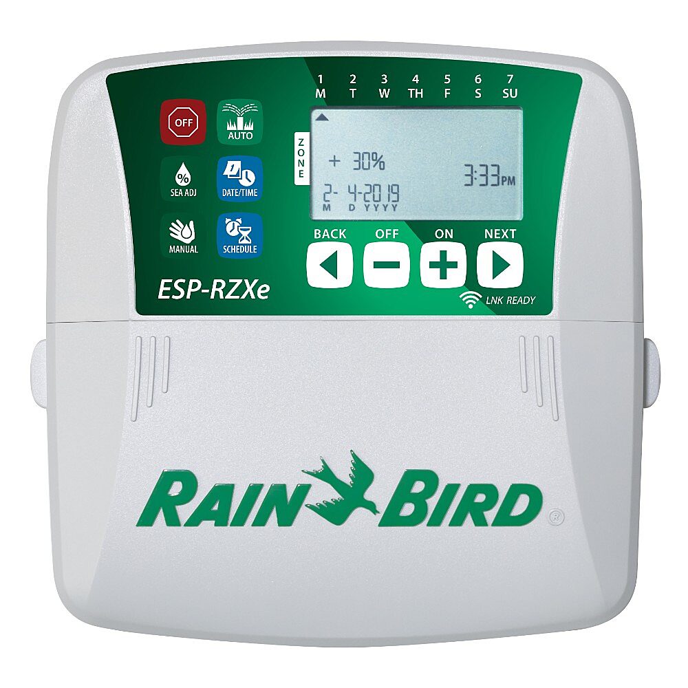 Referensi keluarga controller Rain Bird ESP-RZXe indoor; jumlah zona mengikuti model