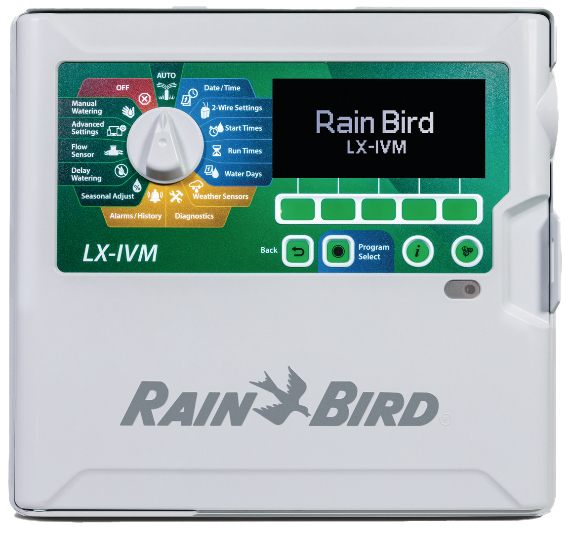 Referensi keluarga controller Rain Bird ESP-LXIVM; varian 230 V mengikuti label unit